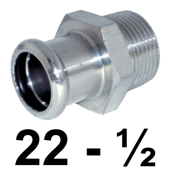 Unin macho inoxpres 22 - 1/2"  INOX A316L, 