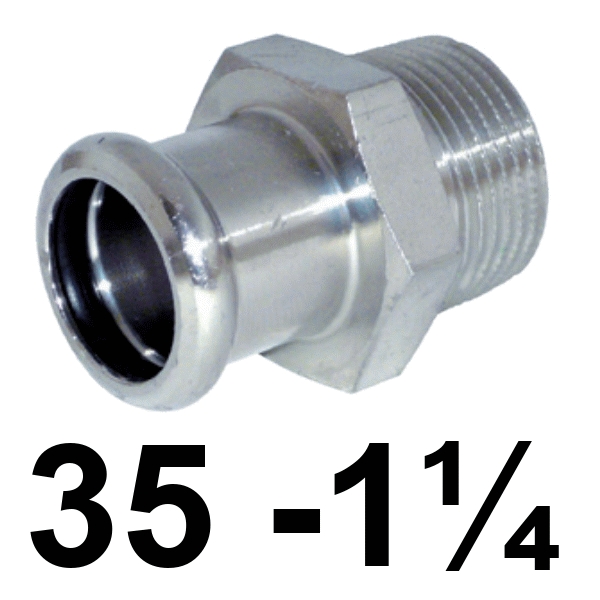Unin macho inoxpres 35 - 1.1/4"  INOX A316L, 