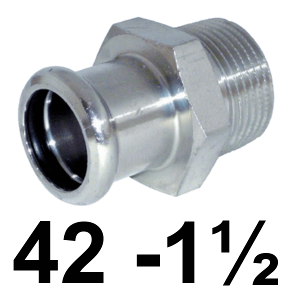 Unin macho inoxpres 42 - 1.1/2"  INOX A316L, 