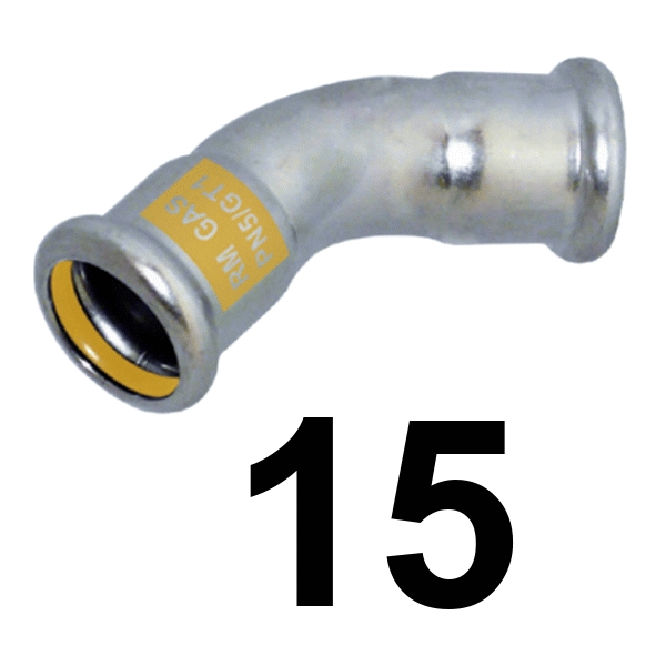 Curva pres-gas 45 HH 15 INOX A316L INOXPRES 23C45HH015, 