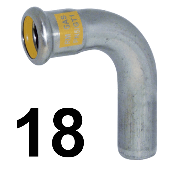 Curva pres-gas 90 HM 18 INOXPRES 23C90HM018, 