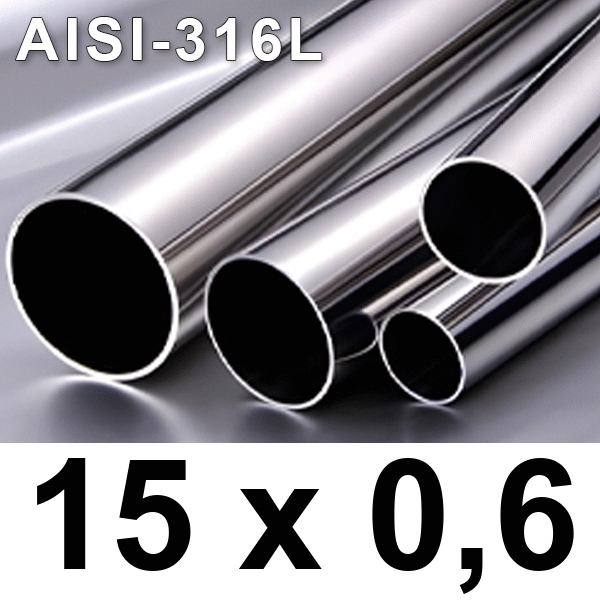 Metro tuberia de 15x0,6mm (Barra de 5 metros) Inoxidable AISI-316L Inoxpres, 