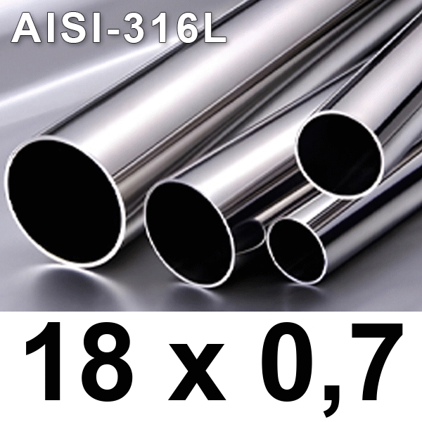 Metro tuberia de 18x0,7mm (Barra de 5 metros) Inoxidable AISI-316L Inoxpres, 