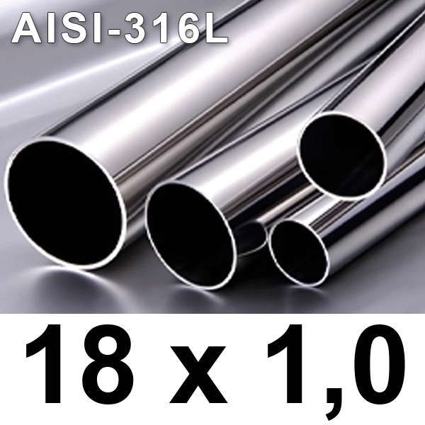 Metros tuberia de 18x1" EN10312 (Barra de 6 metros) para agua-gas inoxidable AISI-316L INOXPRES, 