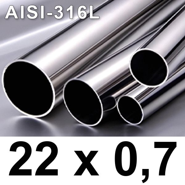 Metro tuberia de 22x0,7mm (Barra de 5 metros) Inoxidable AISI-316L Inoxpres, 