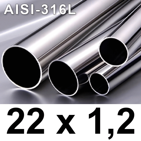 Metros tuberia de 22x1,2" EN10312 (Barra de 6 metros) para agua-gas inoxidable AISI-316L INOXPRES, 