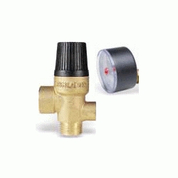VALVULA SEGURIDAD PARA CALEFACCION Y ACS MACHO HEMBRA DE 1/2" 3 BAR CON MANOMETRO REF MSML/E30 WATTS, A.C.S. AGUA CALIENTE SANITARIA GRC 3 KILOS ATMOSFERAS PRESION CODIGO 0210430 BALBULAS ( MH ) (MH) (M-H) ( M-H ) wats Seguridat Calderas para ATMF M/H