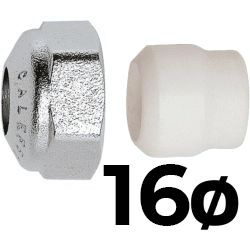 TUERCA DE COMPRESION CROMADA CON BICONO DE TEFLON PARA COBRE DE 16 mm REF. 438016 CALEFFI, RECOMENDADO ECNMC CALEFI ADAPTADOR RACOR MECANICO CON JUNTA DE PTFE CROMADO CROMO CRO PARA LLAVES VALVULAS DETENTORES PARA RADIADORES DE CALEFACCION BALBULAS Racords de paso Juntas Regulacion corte