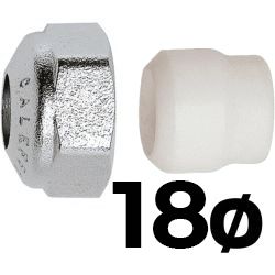 TUERCA DE COMPRESION CROMADA CON BICONO DE TEFLON PARA COBRE DE 18 mm REF. 438018 CALEFFI, RECOMENDADO ECNMC CALEFI ADAPTADOR RACOR MECANICO CON JUNTA DE PTFE CROMADO CROMO CRO PARA LLAVES VALVULAS DETENTORES PARA RADIADORES DE CALEFACCION BALBULAS Racords de paso Juntas Regulacion corte
