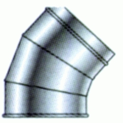 CODO INOX SIMPLE PARA SALIDA DE HUMOS DE 80 ANGULO DE 45 REF EICC08 CONVESA DSCTL, CHIMENEA CURVA INOXIDABLE CURBA