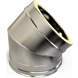 Codo avant KC inox inox de 150 a 45 CONVESA KCCC15 DSCTL, doble pared capa PARA TUBERIA DE SALIDA DE HUMOS chimeneas 150x45