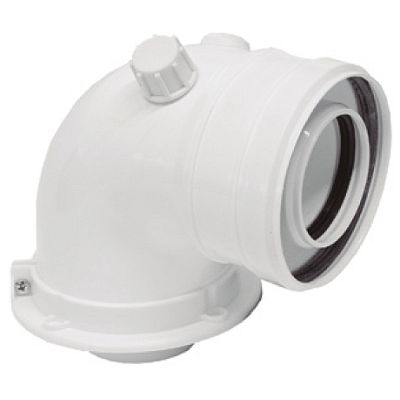 CODO POLIPROPILENO - ALUMINIO COAXIAL 60/100 TOMA DE MUESTRA DE 60/100 DE 90 COMPATIBLE FERROLI, 