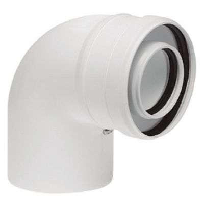 CODO POLIPROPILENO - ALUMINIO COAXIAL 60/100 TOMA DE MUESTRA DE 60/100 DE 90 COMPATIBLE BAXI ROCA, 