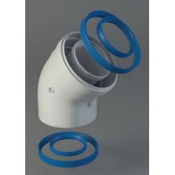 Codo de 45 COAXIAL DE ALUMINIO BLANCO hembra hembra 60/100 para calentador estanco FIG, 610-45HHP1 8436041633037