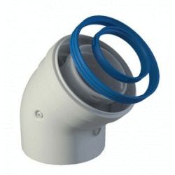 Codo de 45 COAXIAL DE ALUMINIO BLANCO macho hembra 60/100 para calentador estanco FIG, 610-45MHP1 8436041631248