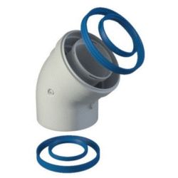 Codo de 45 COAXIAL DE ALUMINIO BLANCO hembra hembra 80/110 para calentador estanco FIG, 811-45HHP1 8436041633051