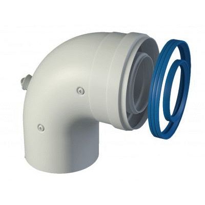 Codo de 90� COAXIAL DE ALUMINIO BLANCO macho hembra 80/110 para calentador estanco FIG, 811-90MHP1 8436041631972