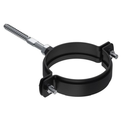 ABRAZADERA A PARED DE ALUMINIO EN NEGRO DE 80 PARA TUBO DE EVACUACION DE HUMOS PARA PELLETS FIG, CHIMENEA BIOMASA GARRAS FIJACION SOPORTES A PARED MURAL REF 8ABPRPEL Tuberias