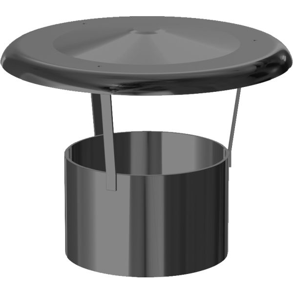 DEFLECTOR VERTICAL ACERO INOXIDABLE 316 SIMPLE NEGRO EVACUACION DE HUMOS M-H DE 80 BIOMASA FIG, PELLET Cortavientos