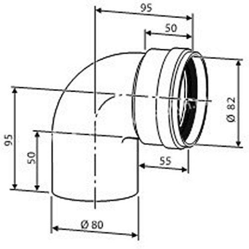 CODO DE 80 DE 90 PARA SALIDA DE HUMOS AZ 278 REF 7719001797 JUNKERS, CURVA EVACUACION DE HUMOS REF 7 719001 797 CURBA