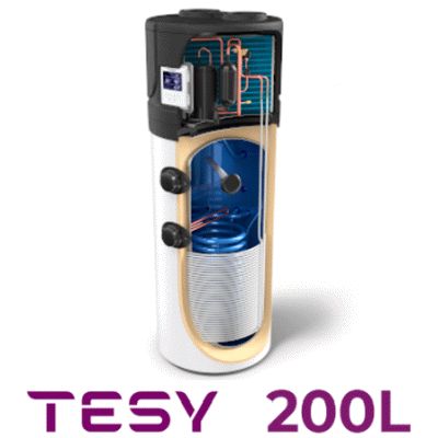 AEROTERMO HP 200L / 2 Kw CON SERPENTN modelo HPWH 2.1 200 U 02 S AQUATHERMICA TESY, AEROTERMO AEROTERMIA ACS AGUA CALIENTE SANITARIA 305061 BOMBA DE CALOR HEAT PUMP