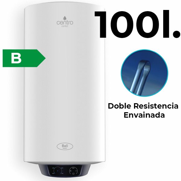 Termo electrico SLIM Bali reversible de 100 litros doble resistencia envainada CLASE "B" CENTRO, 