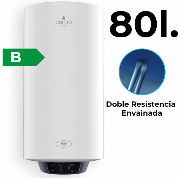 Termo electrico Bali reversible de 80 litros doble resistencia envainada  CLASE "B" CENTRO, 