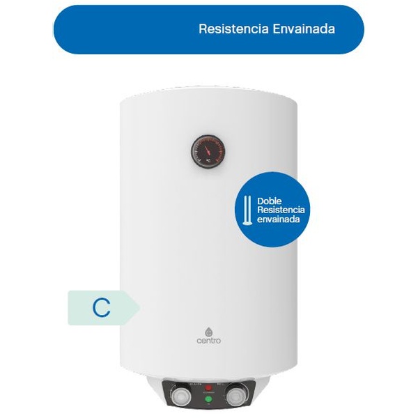 Termo electrico Baltico.2 de 50 litros SLIM doble resistencia envainada biposicional CENTRO, antical, reversible
