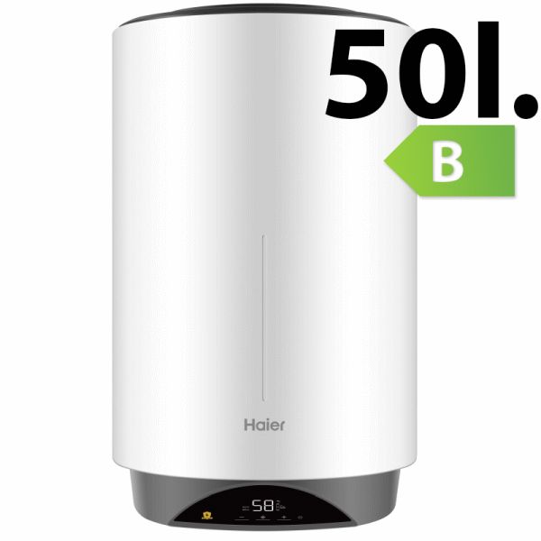 Termo elctrico de 50L vertical display digital y resistencia titanio mod.-VH3-50 clase B HAIER, litros 50 instalacion blindada titaneo boiler water heater