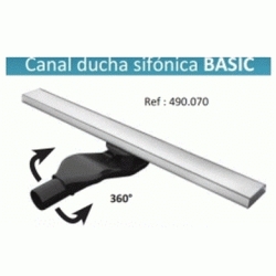 CANAL DE DUCHA SIFONICA BASIC + TELA DE 100 x 7 x 3,5 CAINOX, canaleta rejilla sifon plato sumidero sifonica Sifones