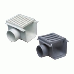C 211 CANALETA CON REJILLA PVC DE 170 x 170 mm SALIDA HORIZONTAL DE 90  GRIS GARAJE CREARPLAST, 110211 Con REJIYA REGILLA REGIYA