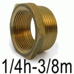 REDUCCION DE METAL Fg 241 DE 3/8 MACHO x 1/4 HEMBRA, REDUCTOR REDUCCIONES EXAGONAL TUERCA REDUCIDA DE LATON MH M-H 3/8-1/4 (MH) ( MH ) M/H