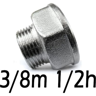 ALARGADERA CROMADA REDUCIDA DE 3/8 MACHOx1/2 HEMBRA, ALARGADOR PROLONGADOR RACOR MARSELLA LATON CROMADO CROMO CRO M-H MH 1/2-3/8 3/8-1/2 (MH) ( MH ) Rosca Racords M/H Alargo