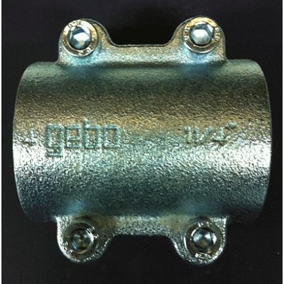 ABRAZADERA TAPAPOROS ESTANCA DE 11/4" CORTA TIPO DC PARA TUBO DE HIERRO GEBO 01.260.28.04, 012602804 PARA TUBO DE ACERO ABRAZADERAS REPARACION 1 1/4 1-1/4 Garras 4019576002314 Soportes GEVO Galvanizado sin roscas Racords racors Tuberias Enlaces Cortos