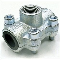 Abrazadera estanca de 3" con toma de 11/2 TIPO DT para tubo de hierro GEBO 01.261.28.0805, 01261280805 01-261-28-0805 01/261/28/0805 Conexiones COLLARIN ACERO REPARACION Garras Soportes GEVO Galvanizado sin roscas Racords racors Tuberias