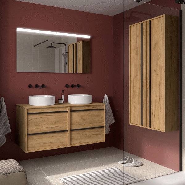 Conjunto ATTILA 1200 4C (mueble+encimera) Roble africa ref: 104978 SALGAR, 