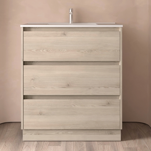 Conjunto NOJA 800 3 cajones (mueble+lavabo)  NATURAL 106256 SALGAR, 