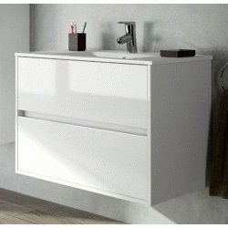 Conjunto NOJA 600 (mueble+lavabo porcelana) WHITE GLOSS SALGAR, DE 60 CM EQUIPO CONGLOMERADO BLANCA BLA BL Lababos washbasin basin lavavos Lavabos wall hung vanity unit and basin two drawers
