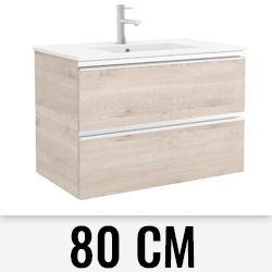 Mueble SPIRIT de 800mm 2 cajones Natural SALGAR 22804 (No Incluye Tiradores, Ver Coleccion), suspendido de bao lababo wall hung vanity unit and basin two drawers