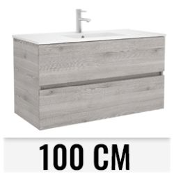 Mueble suspendido FUSSION LINE de 1000mm 2 cajones PINO BAHIA SALGAR 26557 DSCTL, lababos dos wall hung vanity unit and basin two drawers