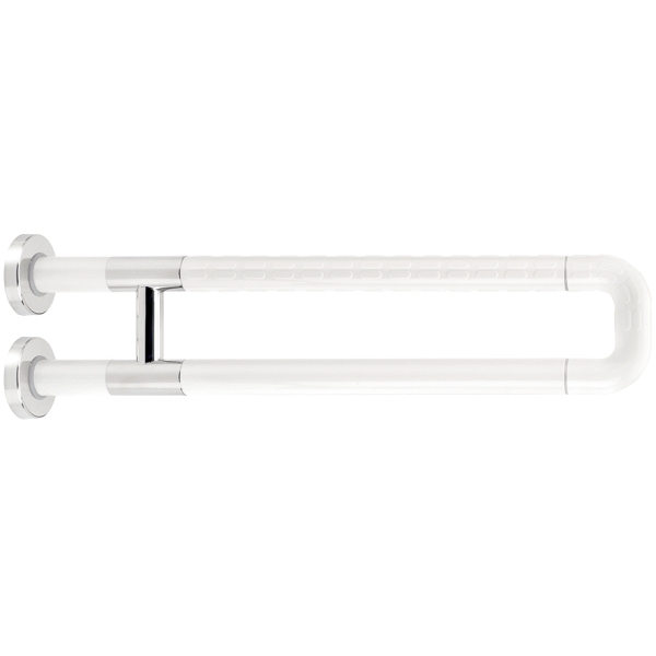 Toallero barra de seguridad doble frontal fijo 80x180x600mm Blanco y Cromo PyP AC-337, 