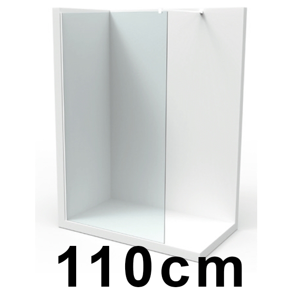 PANEL FIJO DE DUCHA Y BARRA SOPORTE BLANCO NIDIA 3 REF. 3051BL DE 108 A 109cm CRISTAL TRANS  VELVET, 110 mate
