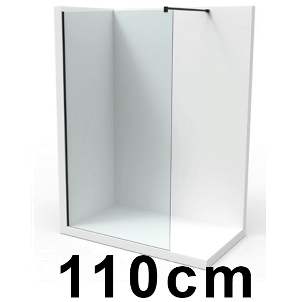 PANEL FIJO DE DUCHA Y BARRA SOPORTE NEGRO NIDIA 3 REF. 3051N DE 108 A 109cm CRISTAL TRANS  VELVET, 110 mate