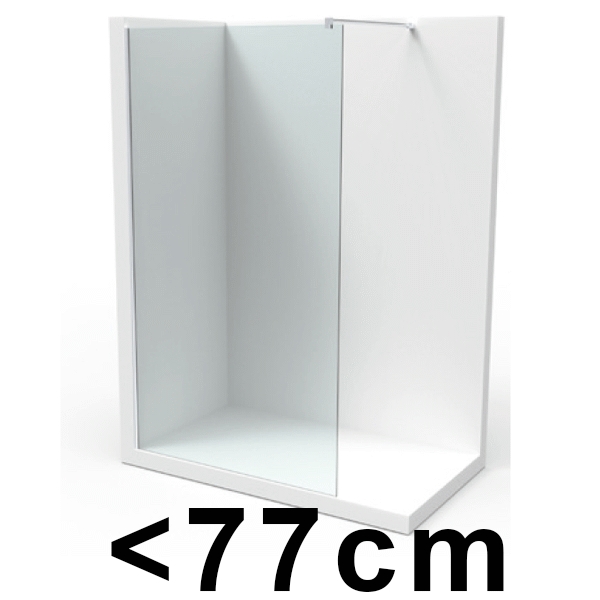 Panel Fijo de Ducha NIDIA 3 ref. 3051ESP Cristal Transparente medida hasta 77 cm VELVET, fijo de ducha 77 75 60 65 50 55 40 45 44 cm plata brillo panel frontal