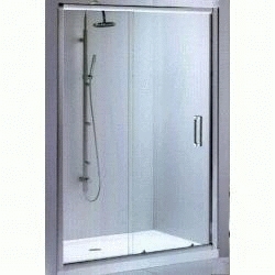 FRONTAL DUCHA DIDA 1 REF. 704 DE 1260 A 1320 mm 1 FIJO 1 PUERTA PLATA BRILLO CRS TRANSPARENTE VELVET, MAMPARA FRENTE PARA PLATO DE DUCHA UNA PUERTA CRISTAL PERFILERIA PLATA BRILLO Manparas