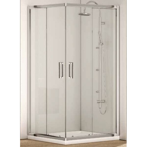 CABINA DUCHA ANGULAR DIDA 2 REF. 711 DE 720 A 750 mm 2 FIJOS 2 PTA (Un Lado) CRS TRANSPARENTE DSCTL, MAMPARA PARA PLATO DE DUCHA DOS PUERTAS CRISTAL PERFILERIA PLATA BRILLO VELVET Esquineros Esquineras Rinconeros Rinconeras Manparas DIDA2