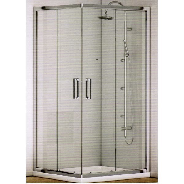 Cabina ducha angular ATLAS 2 de 780 a 800 mm ref 622 de 2 fijos y  2 corred plata brillo cristal tra, MAMPARA PARA PLATO DE DUCHA DOS PUERTAS CRISTAL PERFILERIA PLATA BRILLO VELVET Esquineros Esquineras Rinconeros Rinconeras Manparas DIDA2