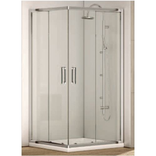 Cabina ducha angular ATLAS 2 de 880 a 900mm 1fijo 1pta (Un Lado) Crs Transparente VELVET 623, MAMPARA PARA PLATO DE DUCHA DOS PUERTAS CRISTAL PERFILERIA PLATA BRILLO VELVET Esquineros Esquineras Rinconeros Rinconeras Manparas DIDA2