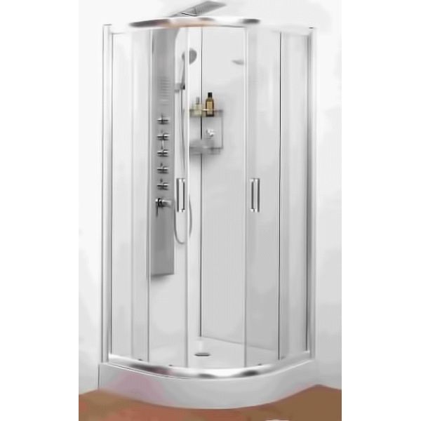 CABINA DUCHA CIRCULAR DIDA 3 REF. 728I DE 770 A 800 mm 2 FIJOS 2 PTA PLATA BRILLO CRS TRANSPARENTE D, MAMPARA PARA PLATO DE DUCHA REDONDA REDONDEADA DOS PUERTAS CRISTAL PERFILERIA PLATA BRILLO VELVET Manparas DIDA2