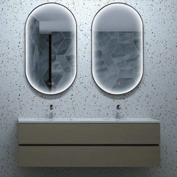 Espejo elptico RIO con iluminacin perimetral led y marco negro de 50 x 90 cm LEDIMEX RIO035/90NG, 